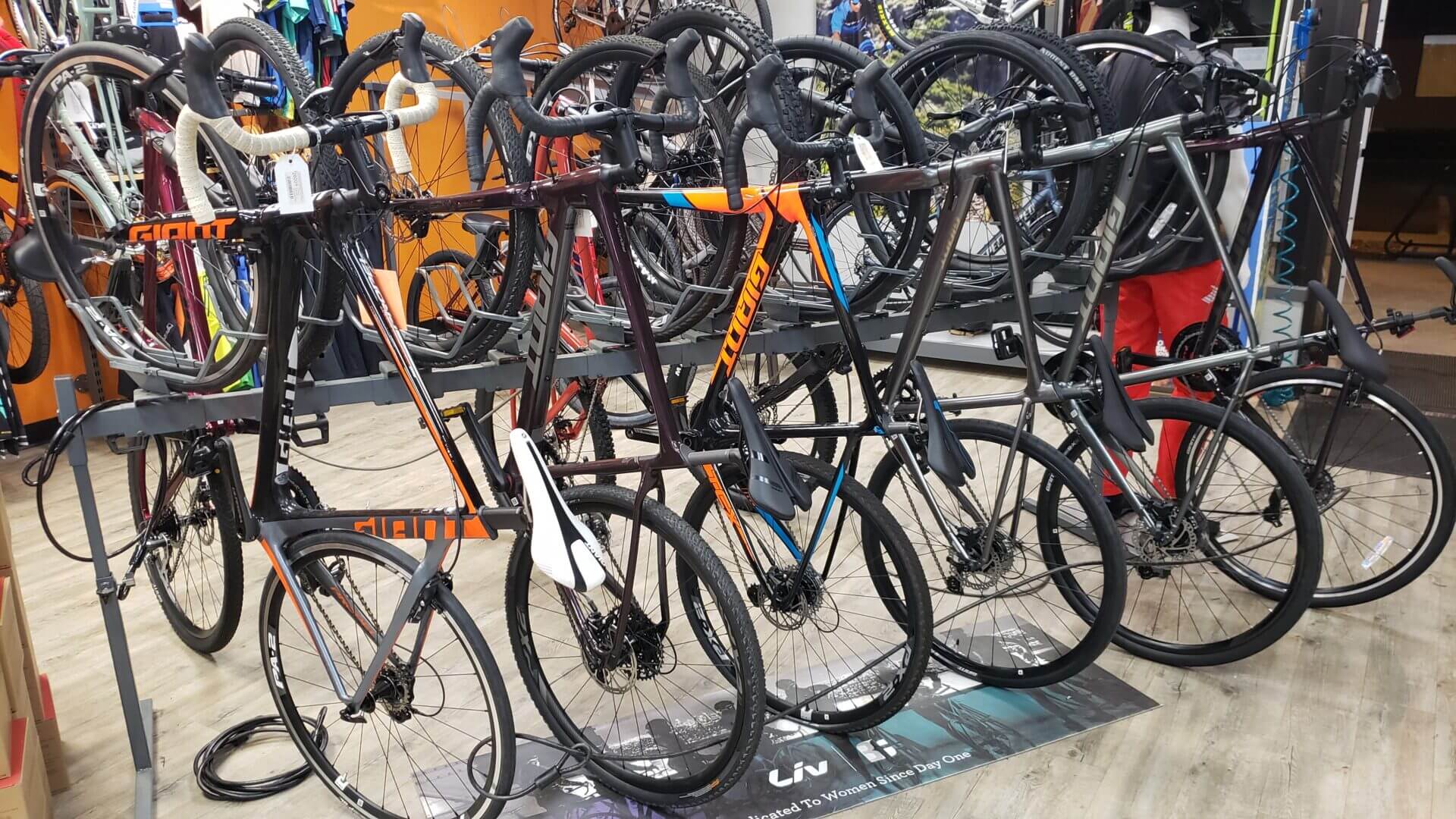 A collection of tough bike at an outlet